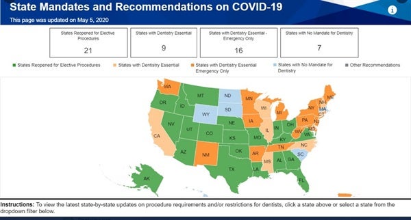 ADA Publishes National COVID-19 Reopening Map